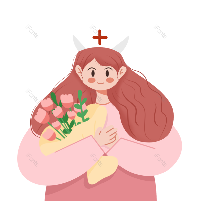 人物图片,卡通人物元素,帽子PNG,鲜花免抠素材